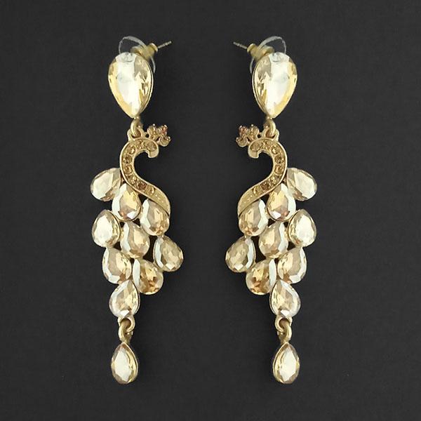 Kriaa Brown Crystal Stone Dangler earrings - 1315617