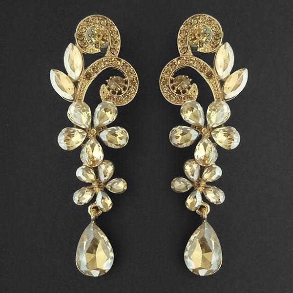 Kriaa Brown Crystal Stone Dangler earrings - 1315626
