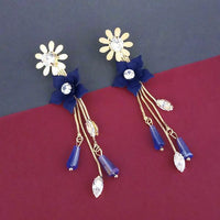 Urthn Blue Floral Austrian Stone Dangler Earrings  - 1315701A