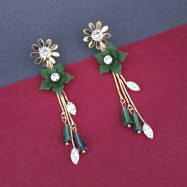 Urthn Green Floral Austrian Stone Dangler Earrings  - 1315701F