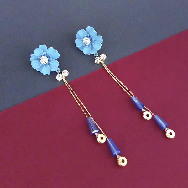 Urthn Blue Floral Austrian Stone Dangler Earrings - 1315702D