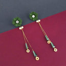 Urthn Green Floral Austrian Stone Dangler Earrings - 1315702F
