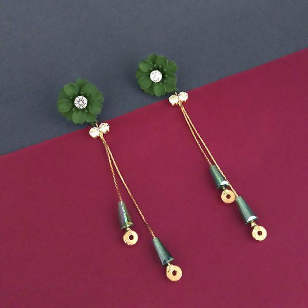 Urthn Green Floral Austrian Stone Dangler Earrings - 1315702F