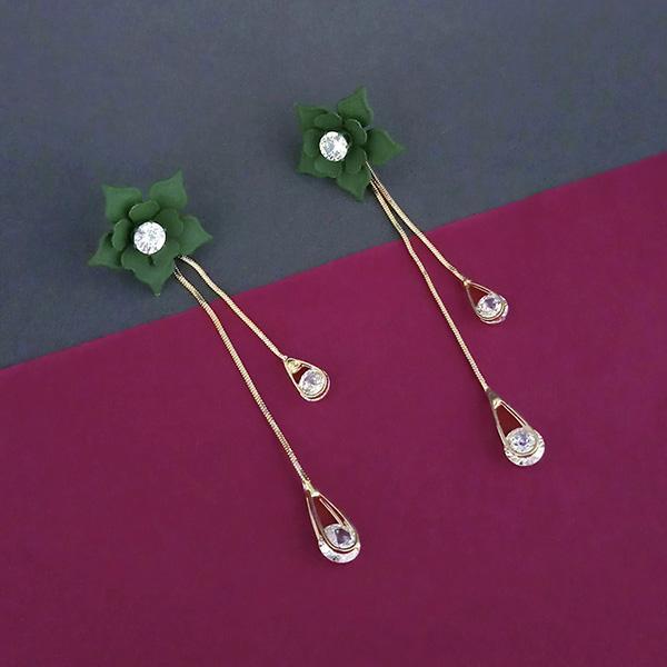 Urthn Green Floral Austrian Stone Dangler Earrings - 1315703E