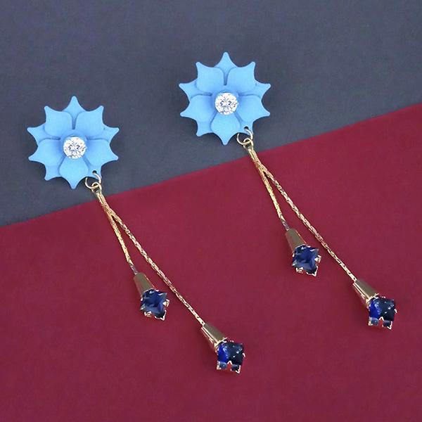 Urthn Blue Floral Austrian Stone Dangler Earrings  - 1315704D