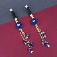 Urthn Blue Floral Austrian Stone Dangler Earrings - 1315705A