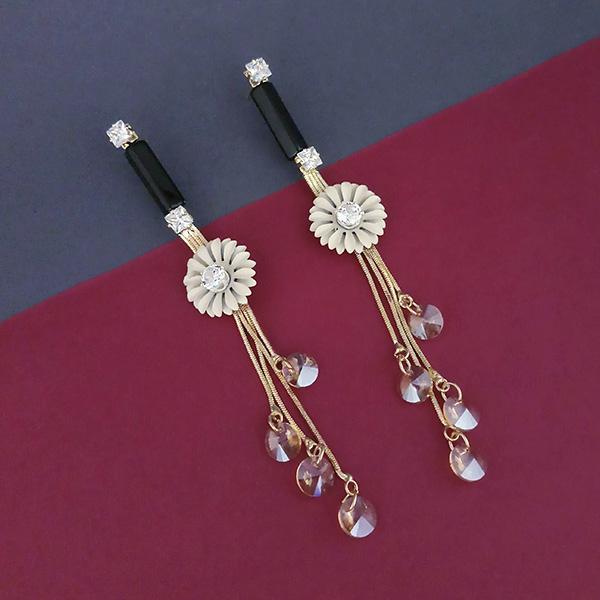 Urthn White Floral Gold Plated Dangler Earrings - 1315705E