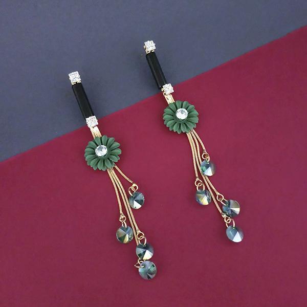 Urthn Green Floral Austrian Stone Dangler Earrings - 1315705F