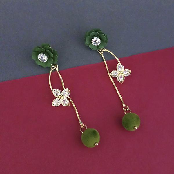 Urthn Green Floral Austrian Stone Dangler Earrings  - 1315707F