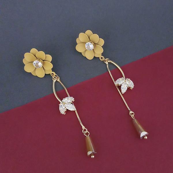 Urthn Yellow Floral Gold Plated Dangler Earrings - 1315709C
