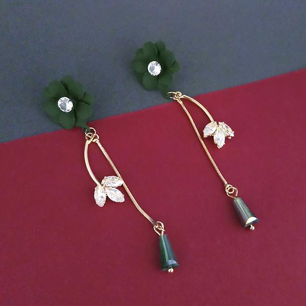 Urthn Green Floral Austrian Stone Dangler Earrings  - 1315709F