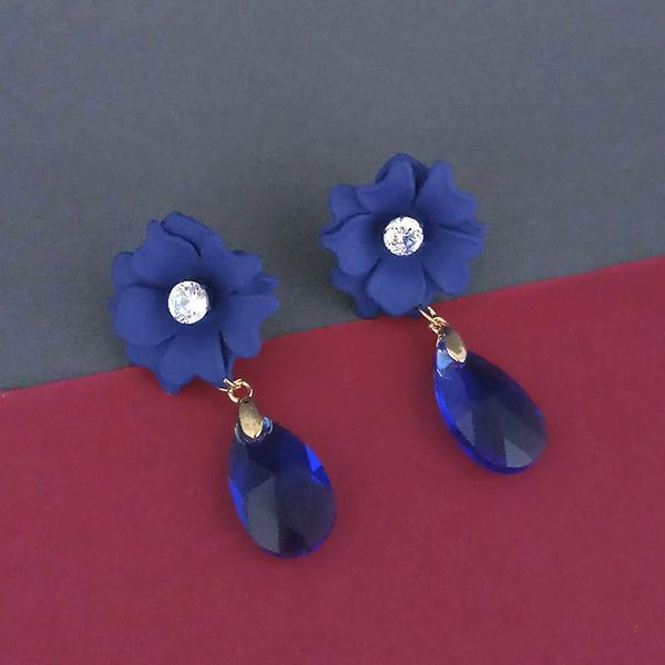 Urthn Blue Floral Austrian Stone Dangler Earrings  - 1315712A