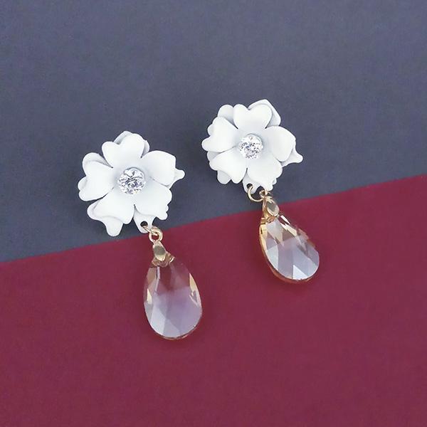 Urthn White Floral Austrian Stone Dangler Earrings - 1315712C