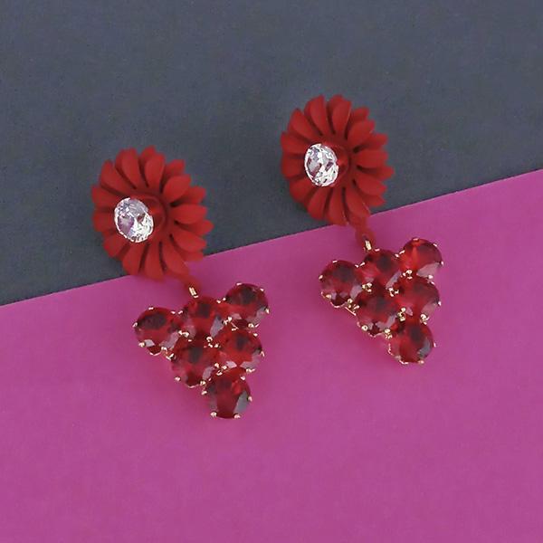 Urthn Red Floral Austrian Stone Dangler Earrings  - 1315713B