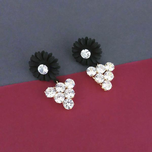 Urthn Black Floral Austrian Stone Dangler Earrings - 1315713E