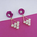 Urthn Pink Austrian Stone Floral Dangler Earrings  - 1315714D
