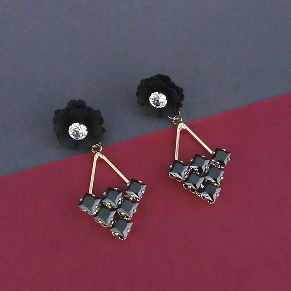 Urthn Black Floral Gold Plated Dangler Earrings  - 1315714E