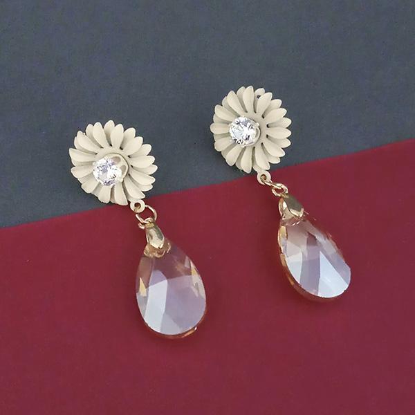 Urthn White Floral Austrian Stone Dangler Earrings - 1315715C