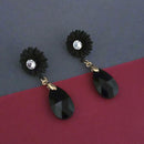 Urthn Black Floral Gold Plated Dangler Earrings  - 1315715E