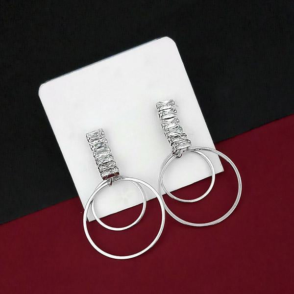 Urthn Silver Plated AD Stone Dangler Earrings  - 1315801B