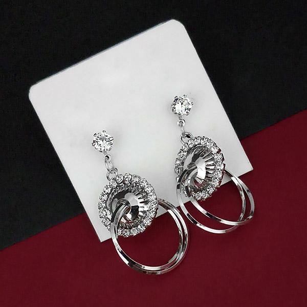 Urthn White Austrian Stone Silver Plated Dangler Earring - 1315804B
