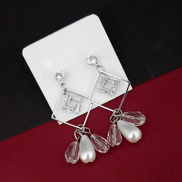 Urthn AD Stone Silver Plated Dangler Earrings  - 1315805B