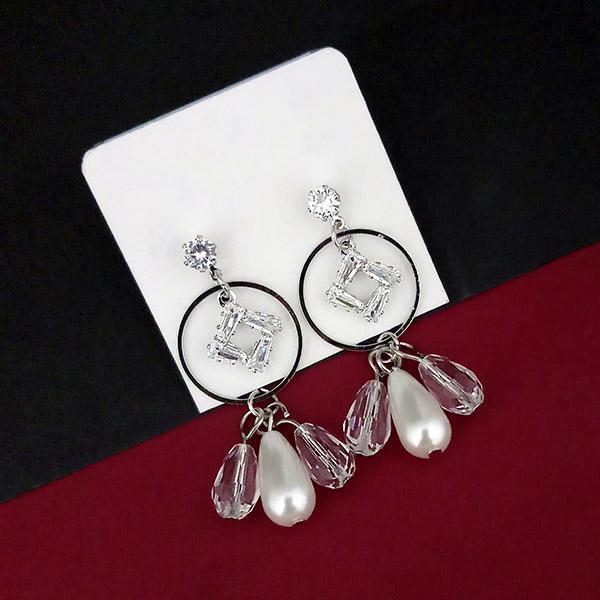 Urthn Silver Plated AD Stone Dangler Earrings - 1315806