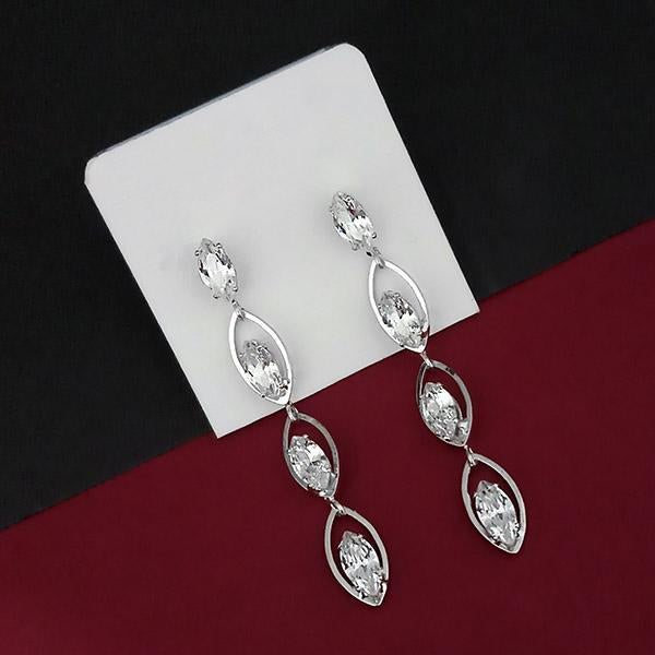 Urthn White Crystal Stone Silver Plated Dangler Earrings - 1315807