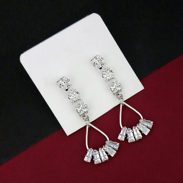 Urthn AD Stone Silver Plated Dangler Earrings  - 1315815