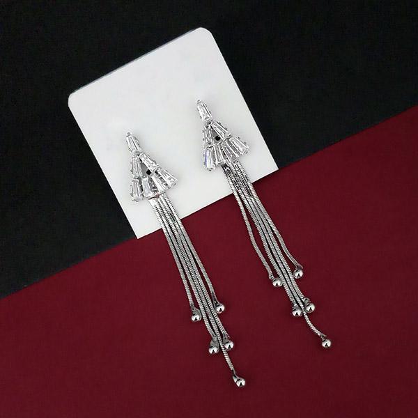 Urthn AD Stone Silver Plated Dangler Earrings - 1315821B