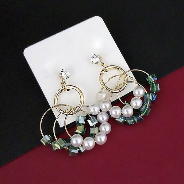 Urthn Gold Plated Austrian Stone Pearl Dangler Earrings  - 1315826A