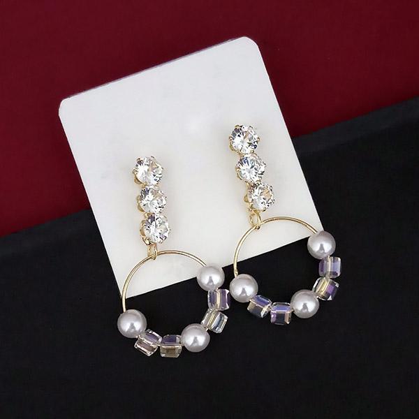 Urthn White Austrian Stone Gold Plated Dangler Earrings  - 1315827F