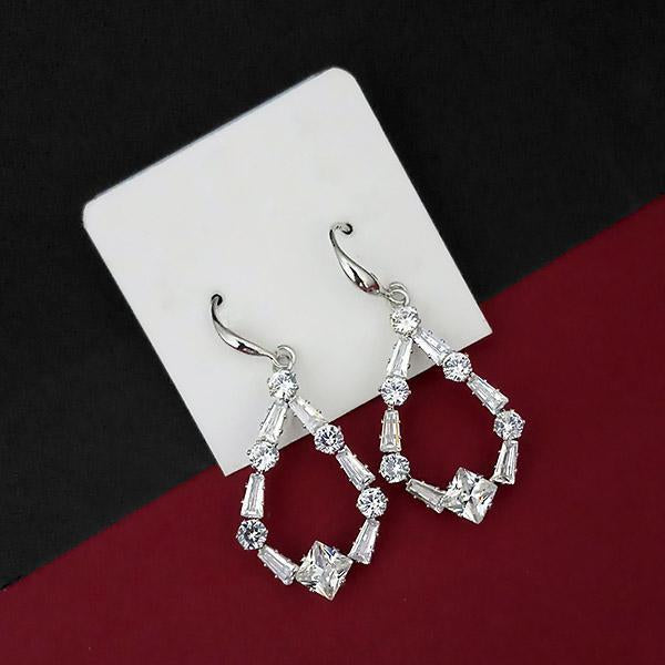 Urthn AD Stone Silver Plated Dangler Earrings - 1315842