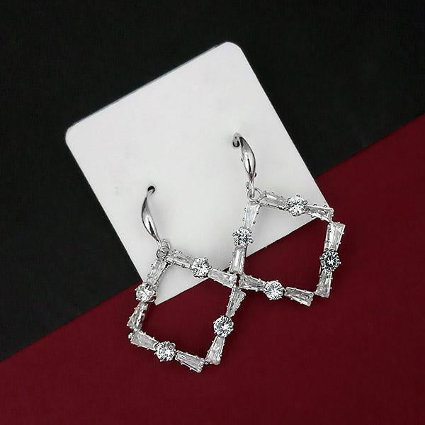 Urthn Silver Plated AD Stone Dangler Earrings  - 1315843B