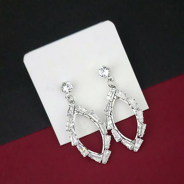 Urthn AD Stone Silver Plated Dangler Earrings  - 1315851B