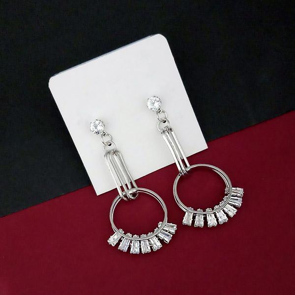 Urthn Silver Plated AD Stone Dangler Earrings  - 1315855