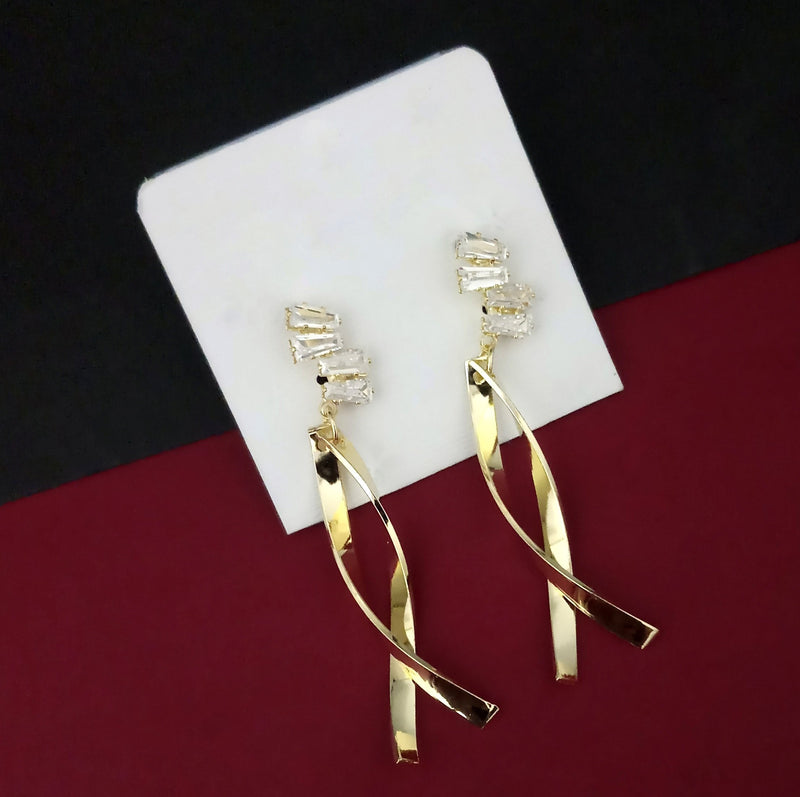 Urthn AD Stone Gold Plated Dangler Earrings  - 1315863A