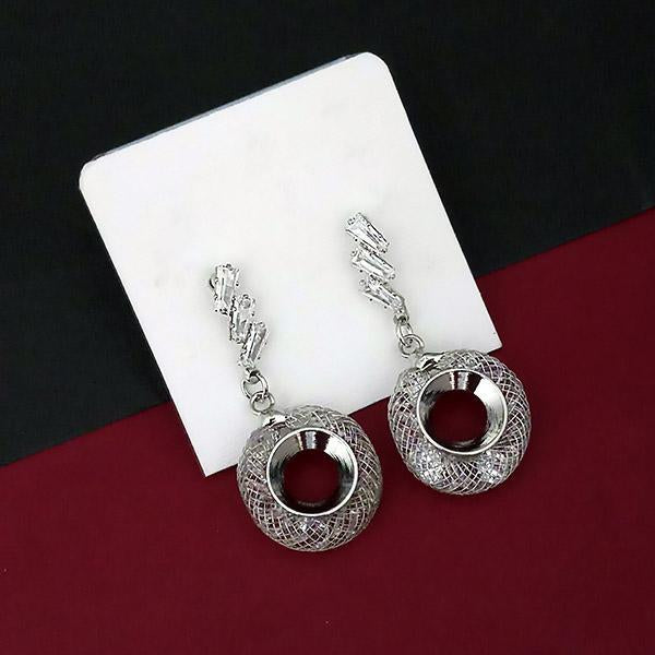 Urthn AD Stone Silver Plated Dangler Earrings - 1315864B