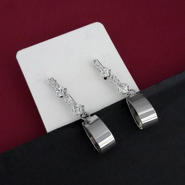 Urthn Silver Plated AD Stone Dangler Earrings - 1315865B