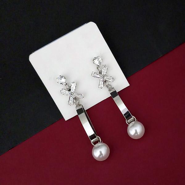 Urthn AD Stone Silver Plated Dangler Earrings  - 1315872