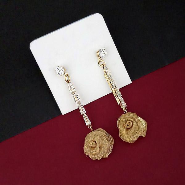 Urthn AD Stone Gold Plated Floral Dangler Earrings  - 1315880