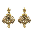 Kriaa Brown Kundan Gold Plated Dangler Earrings - 1315902