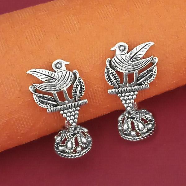 Tip Top Fashions Bird Design Oxidised Plated Jhumki Earrings - 1316001
