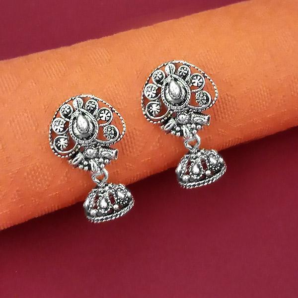 Tip Top Fashions Oxidised Plated Jhumki Earrings - 1316008