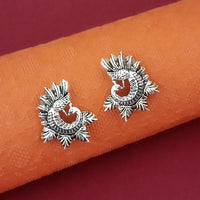 Jeweljunk Oxidised Plated Peacock Design Stud Earrings - 1316012