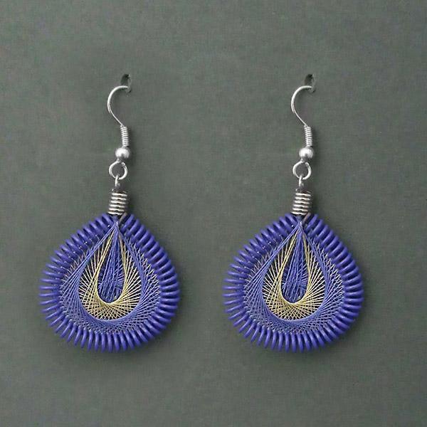 Tip Top Fashions Rhodium Plated Blue Thread Dangler Earring - 1316104M