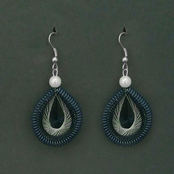 Tip Top Fashions Rhodium Plated Blue Thread Dangler Earrings - 1316108E