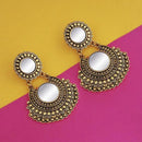 Jeweljunk Antique Gold Plated Mirror Dangler Earrings  - 1316201A