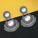 Jeweljunk Oxidised Plated Mirror Dangler Earrings  - 1316201B