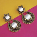 Jeweljunk Antique Gold Plated Mirror Dangler Earrings  - 1316203A